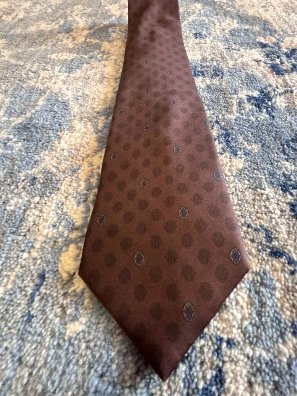 Vintage London Fog Brown Geometric Silk Neck Tie